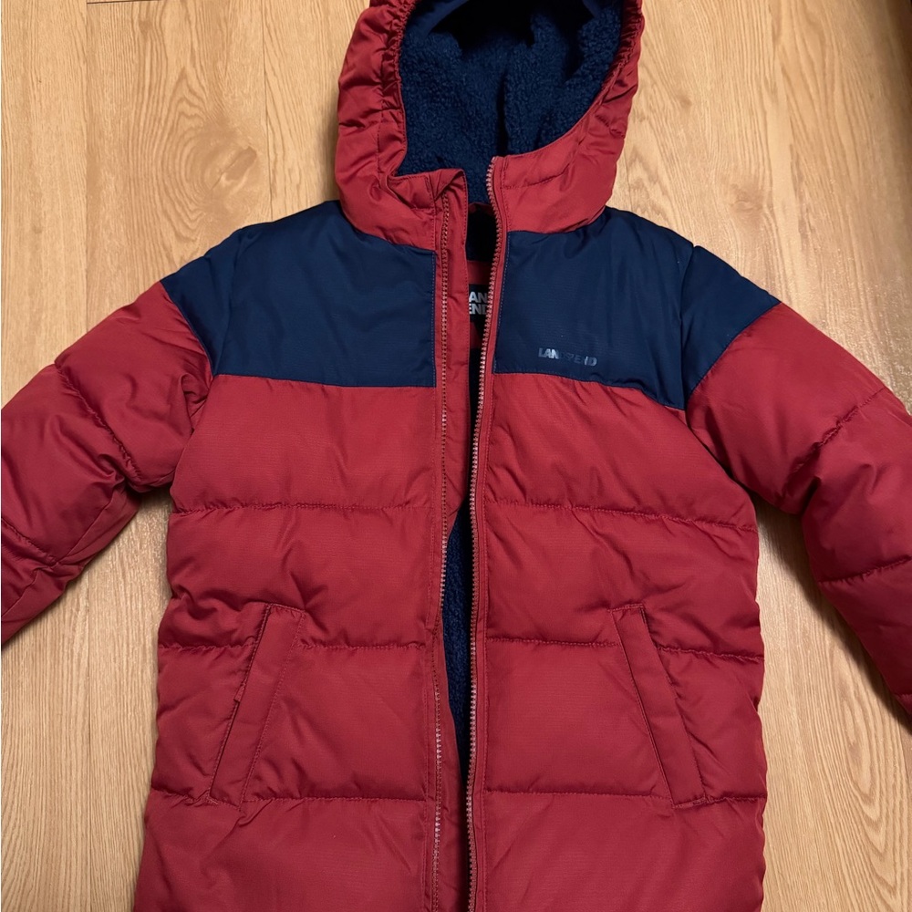 Lands' End Kids Puffer Jacket in Red and Navy size 7